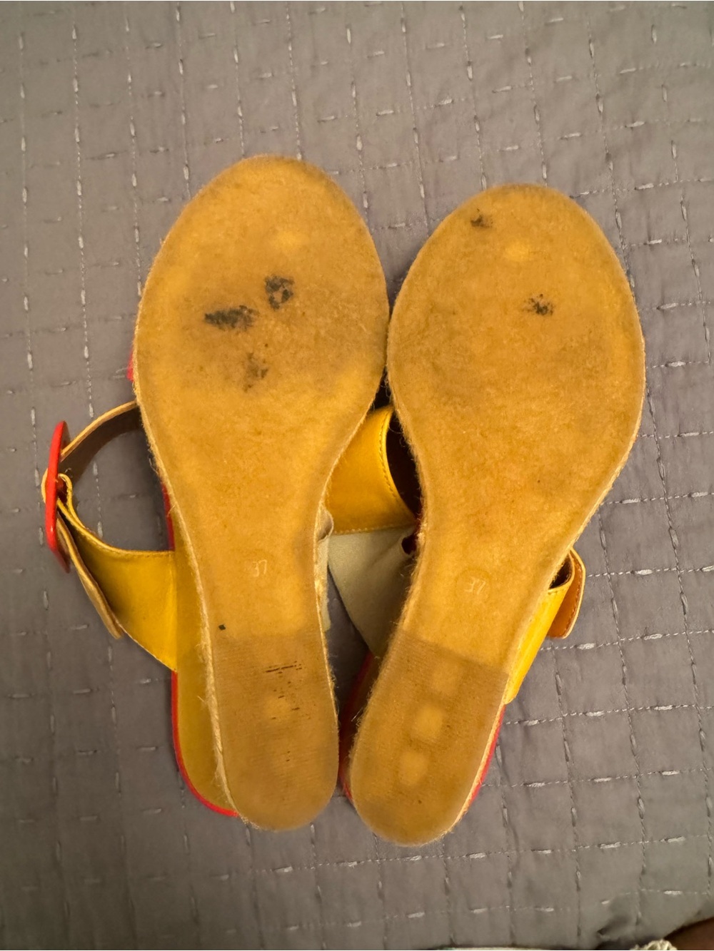 Fendi Red and Mustard Patent Wedge Slide Sandals - Women - Picture 7 of 7